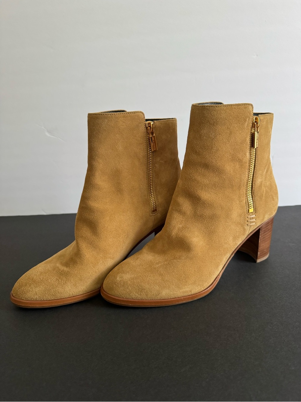 Sarah Flint Perfect Zip Bootie 70 Camel Crosta Suede Ankle Boots IT 39 US 8.5